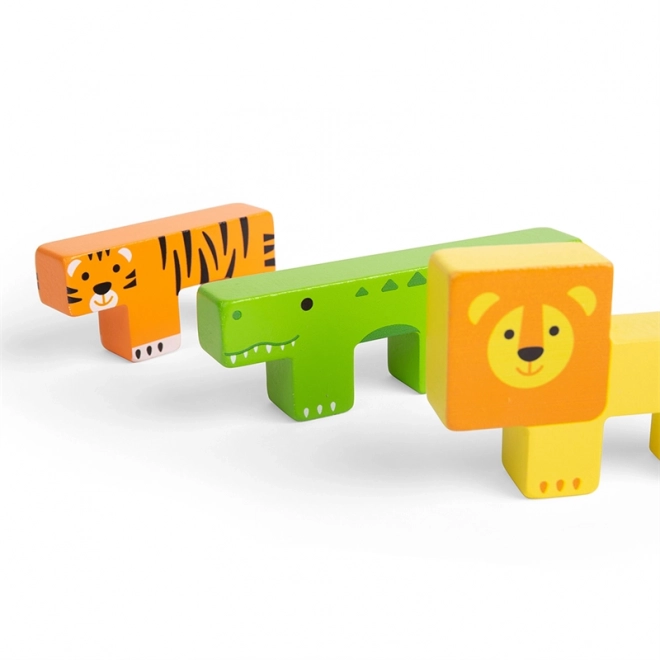 Puzzle di blocchi di legno Bigjigs con animali safari