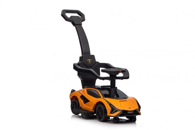 Macchina da passeggio Lamborghini bianca con spintore – Arancione