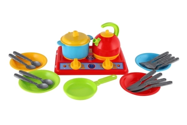 Set di stoviglie con fornello per bambini