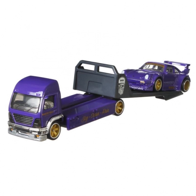 Camion Hot Wheels con auto da corsa