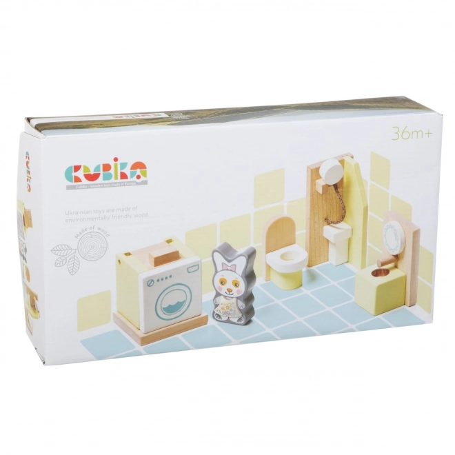 Set arredo bagno in legno per bambole CUBIKA