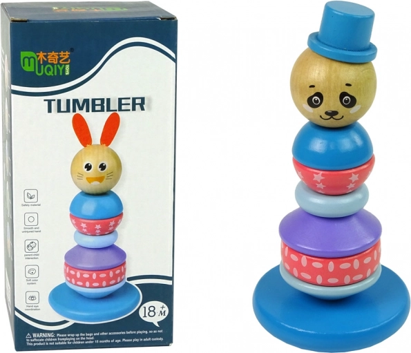 Piramide educativa in legno Panda torre equilibrante