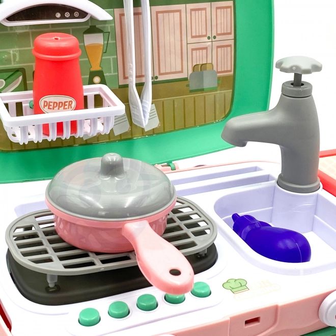 Set da Piccolo Chef con Cucina Portatile in Cesta