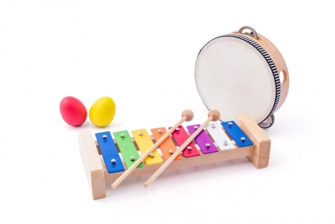 Set musicale per bambini con xilofono, tamburello e triangolo