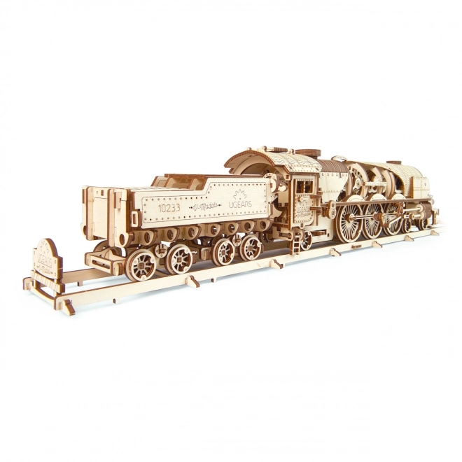 Locomotiva a tender meccanici in legno 3D Ugears