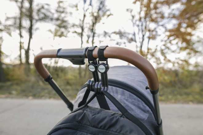 Doppio gancio per passeggino nero