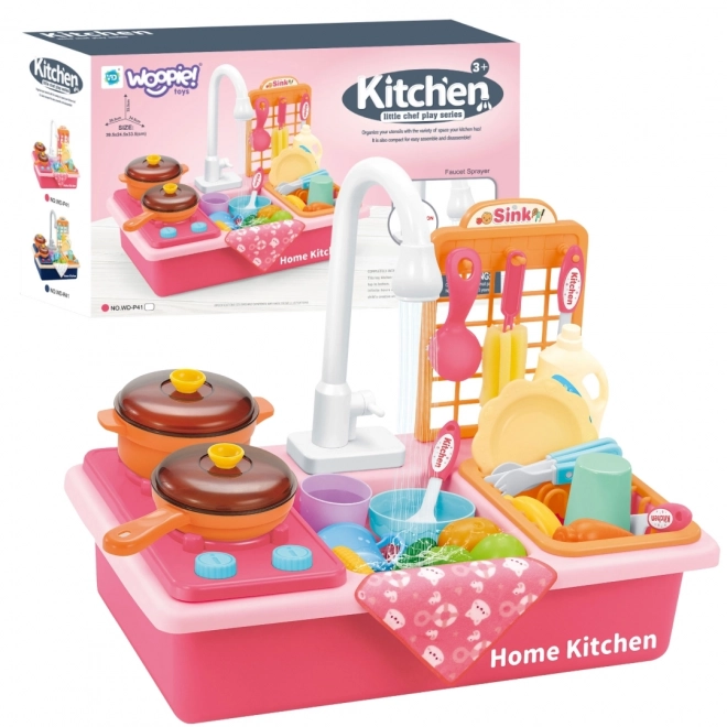 Woopie cucina per bambini con lavello rosa