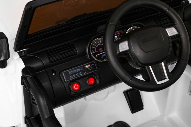Jeep bianco fuoristrada per bambini a batteria + telecomando + luci e suoni