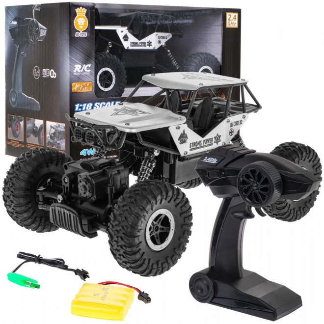 Crawler fuoristrada radiocomandato per bambini 6+ argento scala 1:18