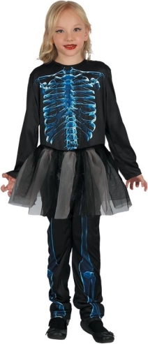 Abito di Carnevale Scheletro per ragazze 130-140 cm