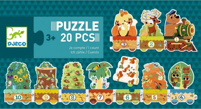 Puzzle Trenino con Animali e Numeri DJECO 20 Pezzi