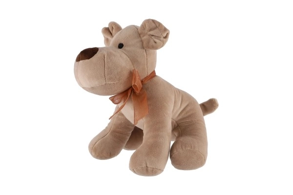 Cane Peluche Seduto con Fiocco Marrone 23cm