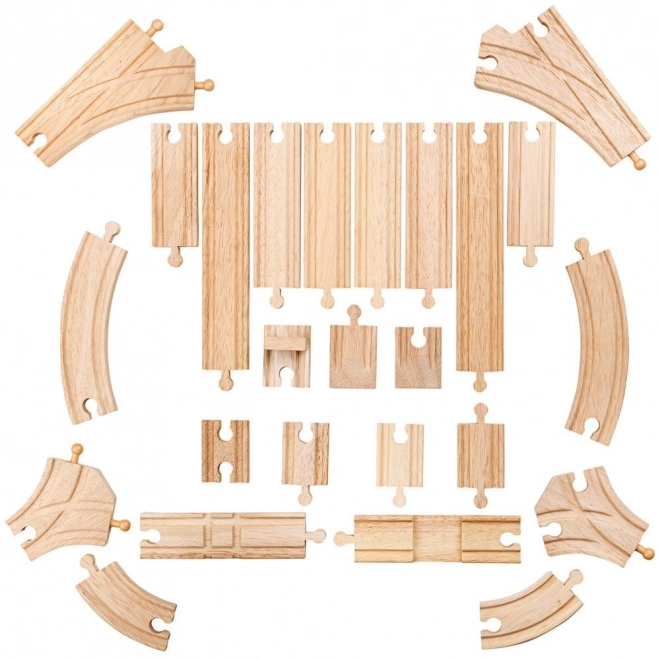 Set di binari in legno Bigjigs Rail - 25 pezzi