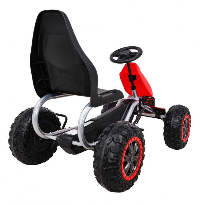 Grande go-kart a pedali Forte per bambini Rosso + 100 kg di carico + Ruote in EVA + Freno a mano + Sedile sportivo
