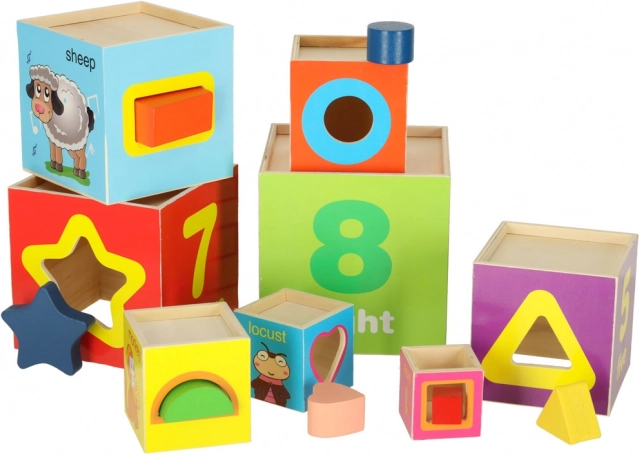 Torre educativa in legno XXL con forme e apprendimento dei numeri