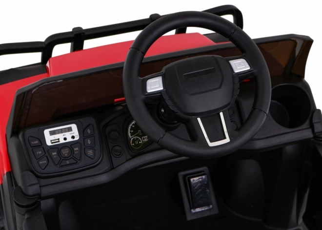 Pick-up agricolo per bambini rosso + telecomando + vagone bagagli + pala + EVA + MP3 LED