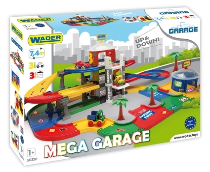 Mega garage 3 livelli in plastica con 3 auto Wader