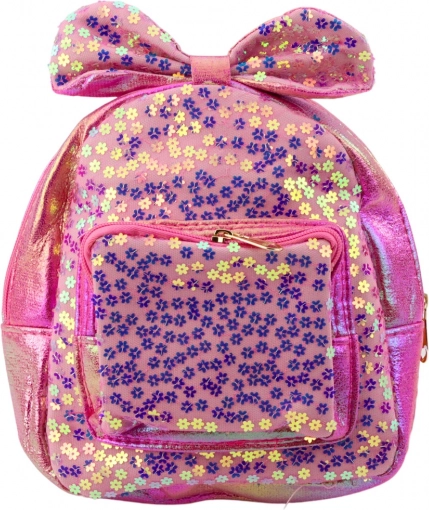 Zaino rosa per bambini con paillettes e fiocco