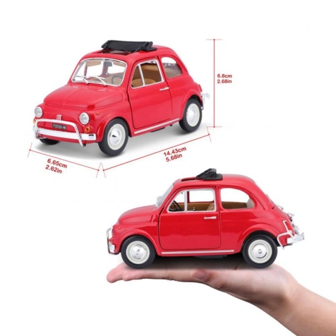 Modellino Fiat 500L (1968) rosso in scala 1:24