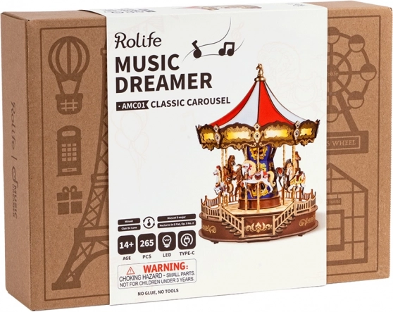 RoboTime Carosello di legno 3D scatola musicale