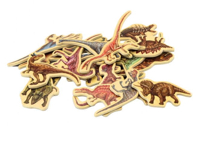 Magneti di legno Dinosauri set 20 pezzi colorati