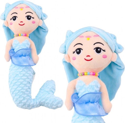 Sirenetta di peluche con perline blu 32 cm