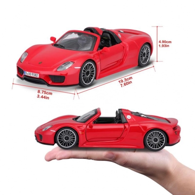 Modellino Porsche 918 Spyder Rosso in scala 1:24 di Bburago