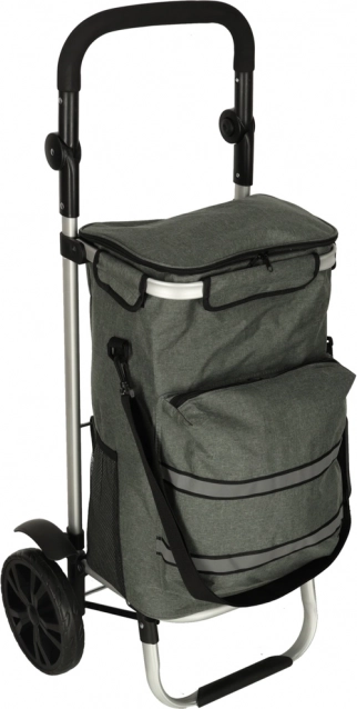 Carrello della spesa grigio su ruote