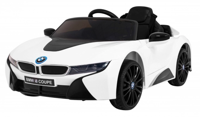 Auto a batteria BMW I8 Lift Bianco + telecomando + avviamento lento + cinture a 3 punti + MP3 USB + LED