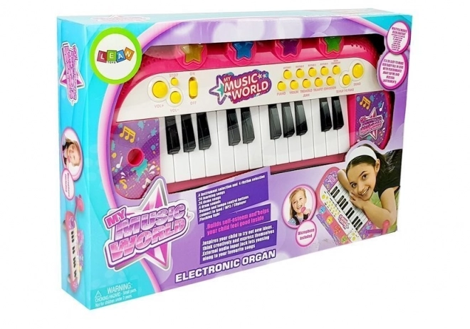 Tastiera Bambini con Microfono Rosa 24 Tasti USB