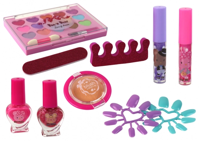 Set cosmetico per trucco e unghie in valigetta rosa