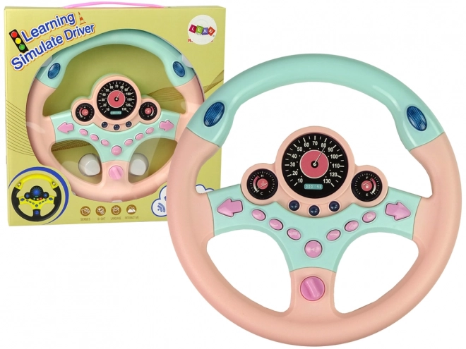 Volante Interattivo Rosa con Suoni e Luci