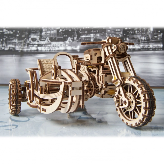 Moto Scrambler con Sidecar Ugears 3D Puzzle Meccanico di Legno