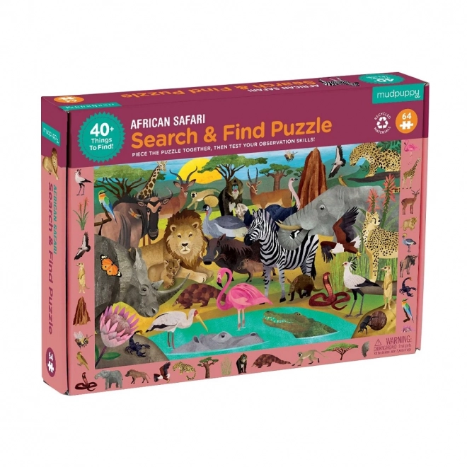 Puzzle Safari Cerca e Trova 64 Pezzi