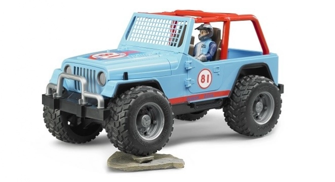 Bruder Jeep da corsa blu con pilota