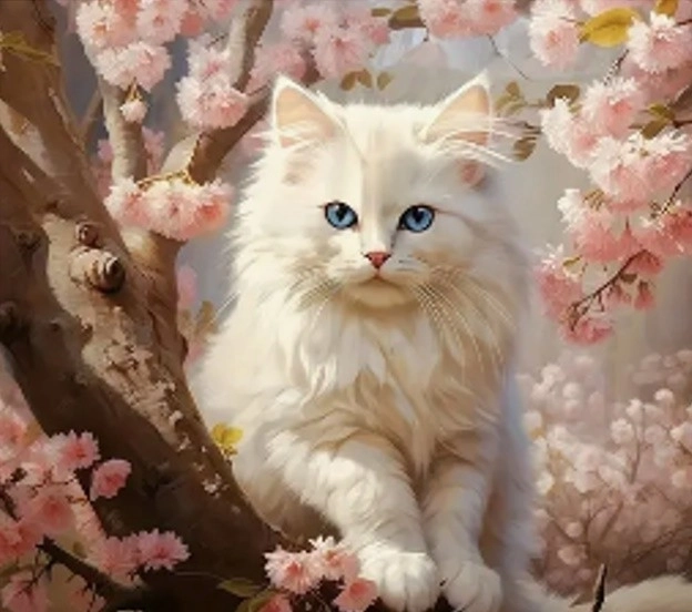 Pittura diamante - Gatto tra fiori