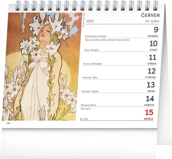 Calendario da tavolo Alfons Mucha 2025