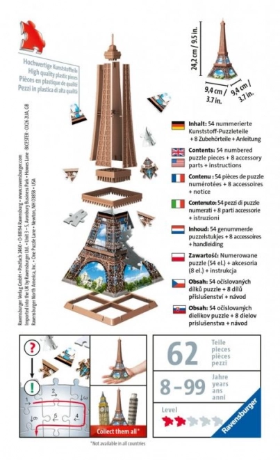 Puzzle 3D Mini Torre Eiffel 54 Pezzi