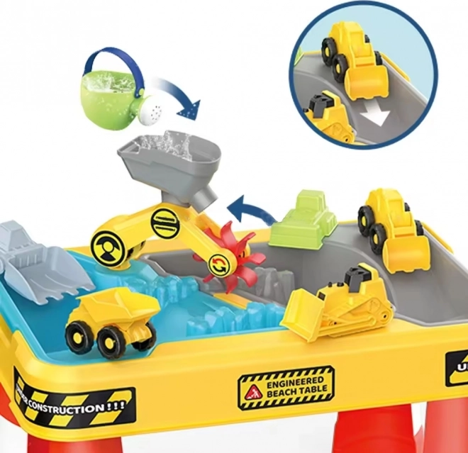 Woopie Tavolo Acqua e Sabbia 2v1 Superficie di Gioco Costruzione Con 4 Macchinine 12el.