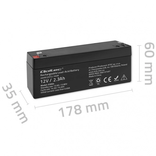 Batteria AGM 12V 2.3Ah