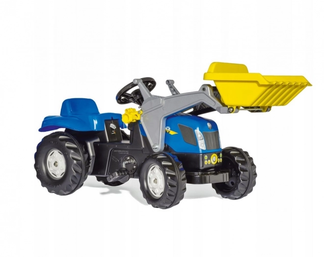 Trattore a pedali con rimorchio e pala Rolly Toys blu New Holland