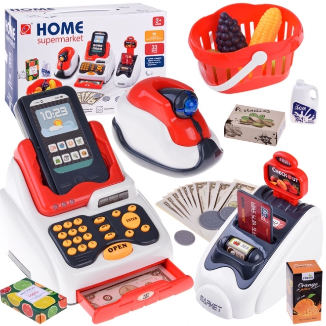 Set Mini Market Cassa Scanner Lettore Carte