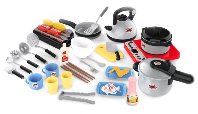 Set da cucina e barbecue per bambini con suoni e LED, 40 pezzi