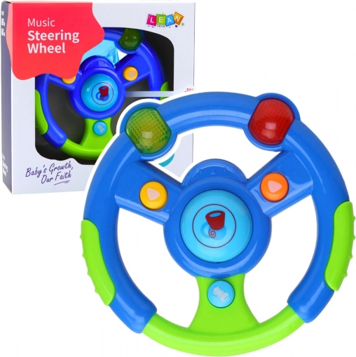 Volante interattivo per bambini con luci e suoni verde-blu
