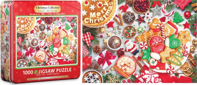 Puzzle Tavolo di Natale in Scatola di Latta Eurographics 1000 Pezzi