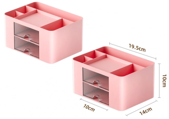 Organizer da scrivania con cassetti rosa