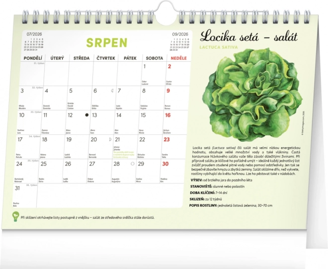 Calendario pianificatore mensile con semi Notique 2026