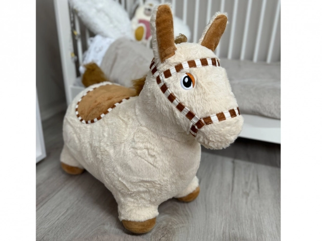 Cavallino rimbalzante in peluche per bambini – Beige