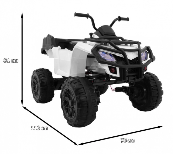 Quad XL a batteria per bambini bianco + trazione 4x4 + portabagagli + avvio lento + EVA + LED audio