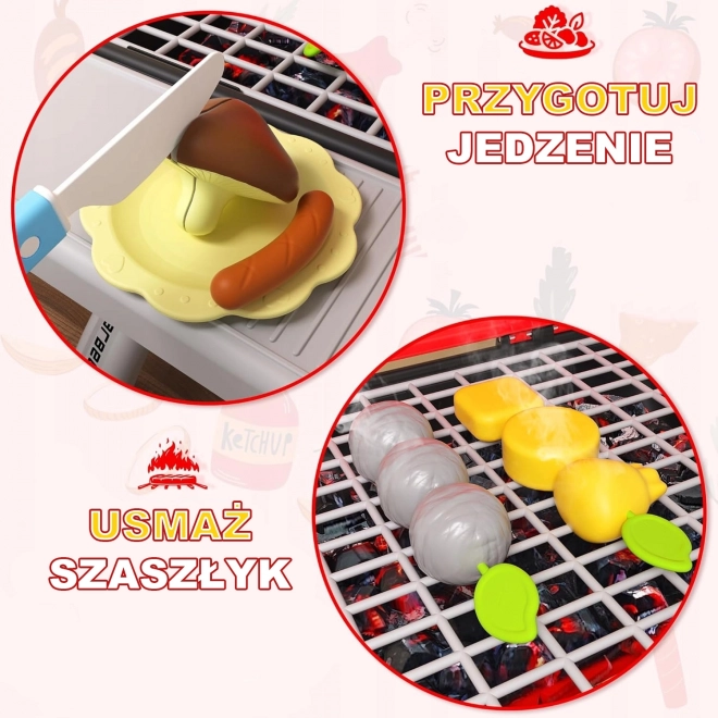 Woopie Barbecue da giardino per bambini interattivo con LED ed effetto vapore, set XL 41 pezzi